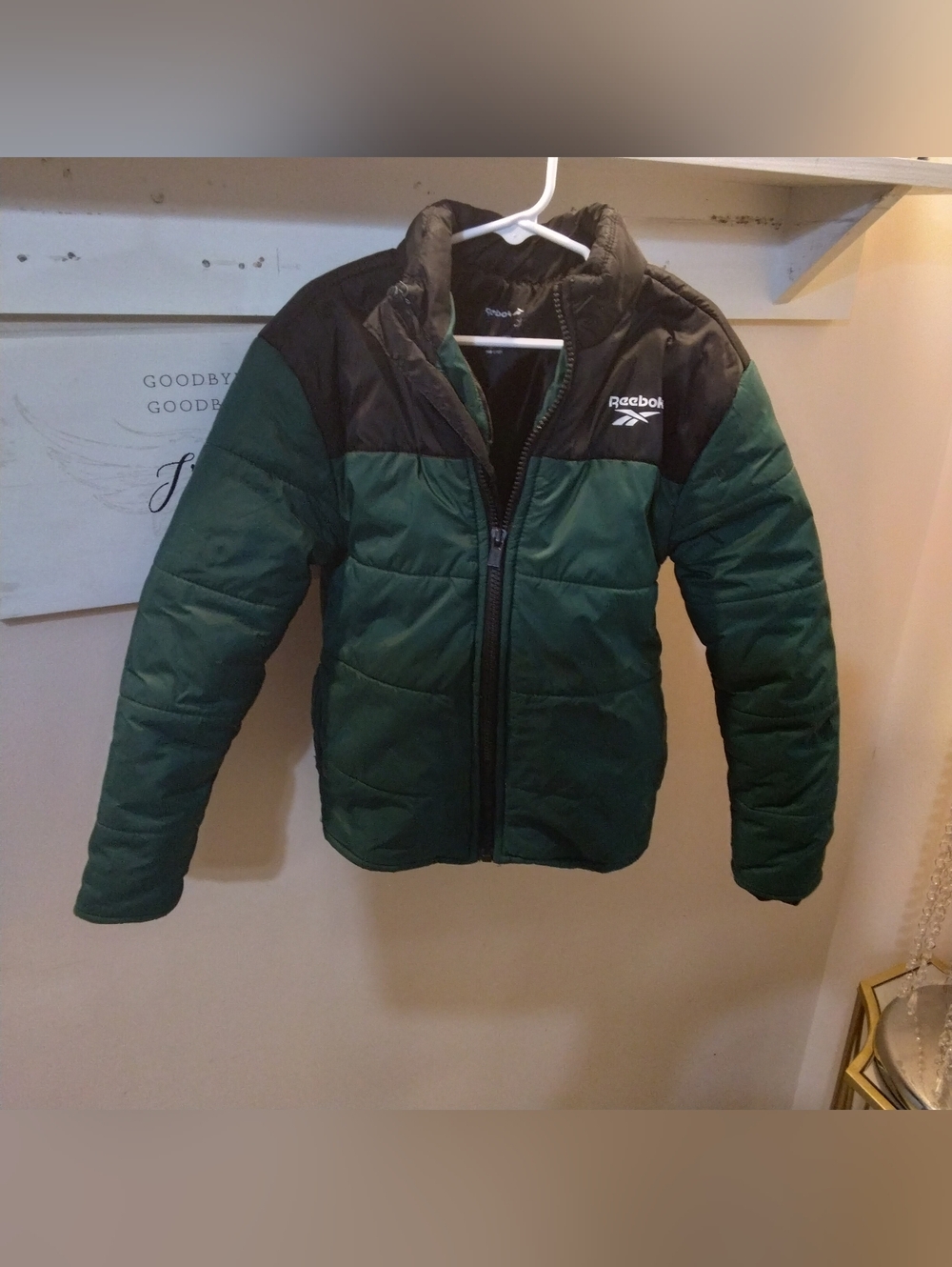 Reebok Boys Forest Green and Black Quilted Puffer Jacket